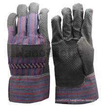 NMSAFETY Black PVC impregnated dotted palm gloves